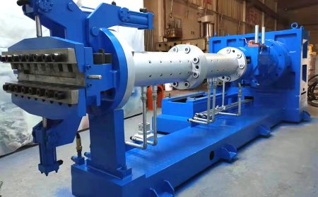 Cold feed rubber extruder, tire tread extrusion machine, rubber tire tread extruder, rubber extruder, Pin barrel cold feed rubber extruder